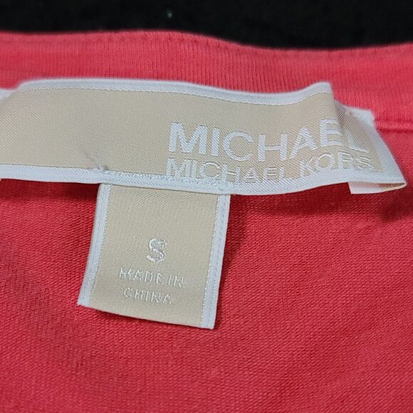 Michael Kors Womens Top Coral Size Small Cotton Blend Stretch Pullover - Picture 5 of 12